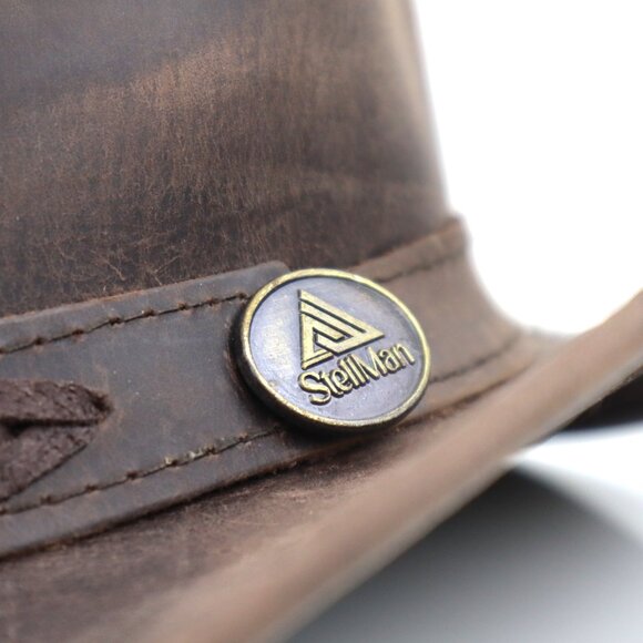 Stellman Leather Tides Hat Rustic Western Outback Cowboy Style Vintage Unisex - Picture 3 of 6